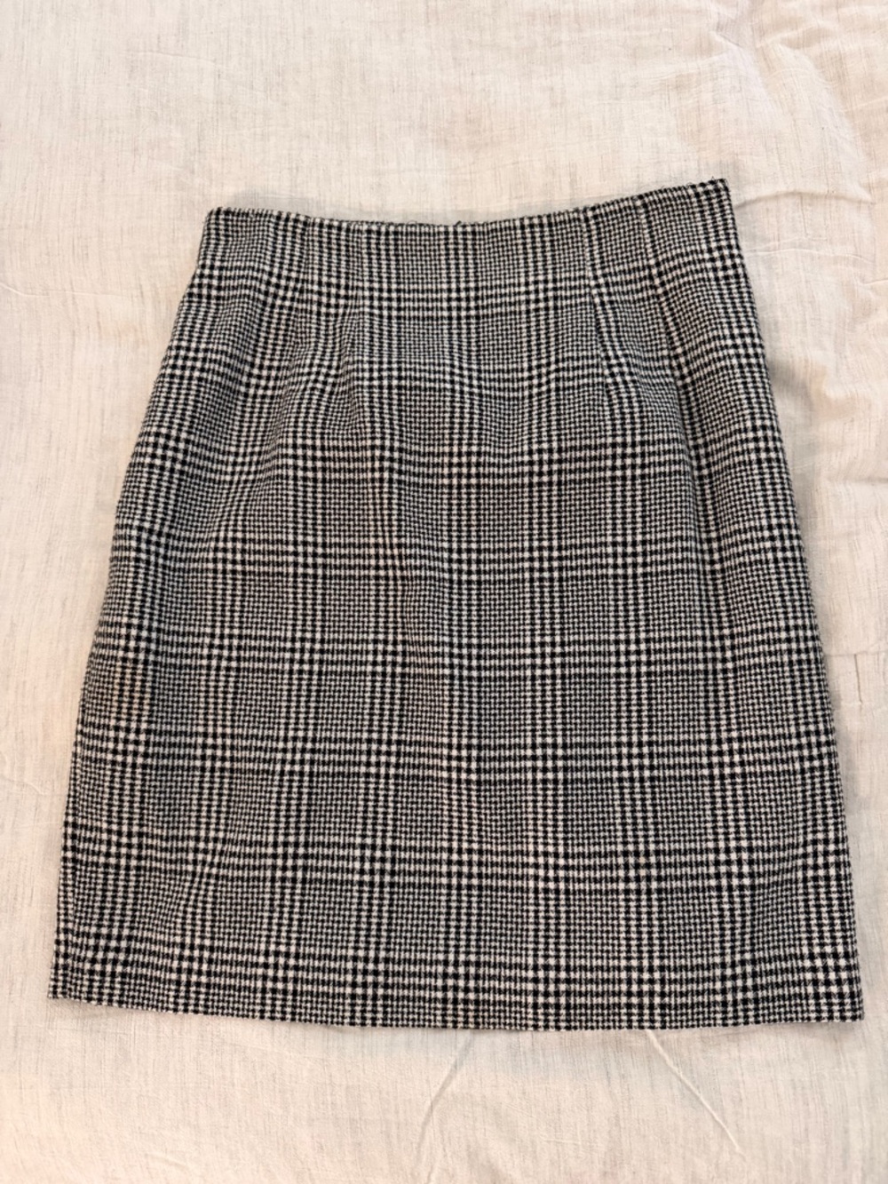 Petite Sophisticate Black & White Plaid Mini Skirt